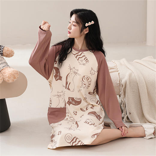 康妮雅女式长袖睡裙 商品图9