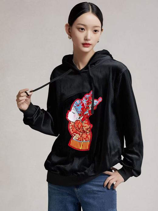 【诗铭洛可】1648卫衣金丝条绒贴布标连帽卫衣A2-4 商品图2