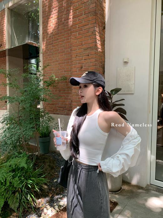 Read Nameless /韩国白色抽绳短防晒卫衣  2025/6/30 商品图5