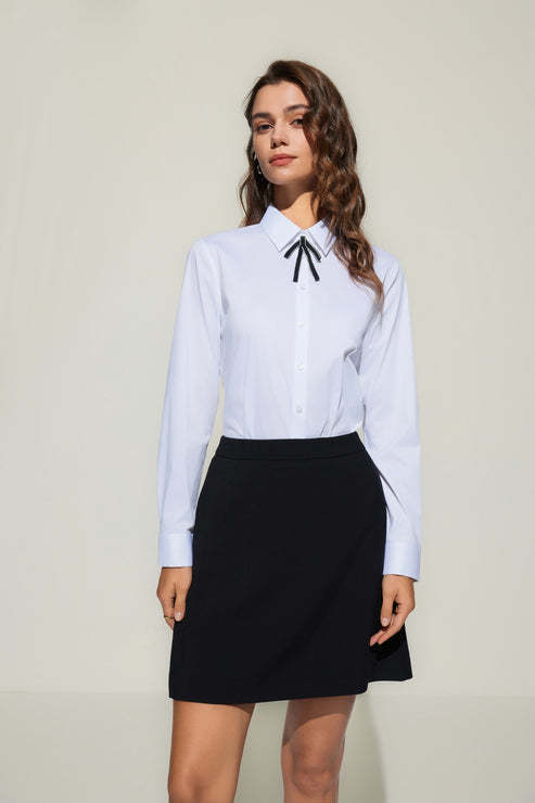 G2000女SS25商场新款【赠送蝴蝶结/弹力】商务通勤长袖衫衣51223283 商品图0