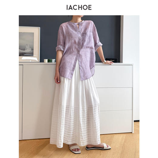 棉仓3631517011-IACHOE苎麻天丝圈圈半身裙 商品图2