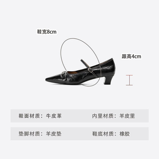 Westory2025年秋季圆头低跟复古老钱风玛丽珍休闲通勤浅口单鞋W25CE75781 商品图9