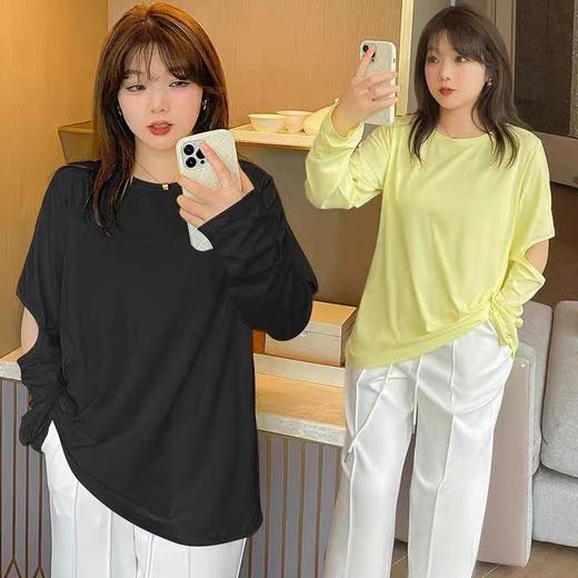 【诗铭洛可】W674切袖T恤100%棉上衣B21-2 商品图1