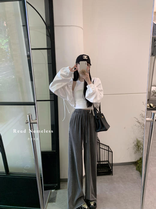 Read Nameless /韩国白色抽绳短防晒卫衣  2025/6/30 商品图1