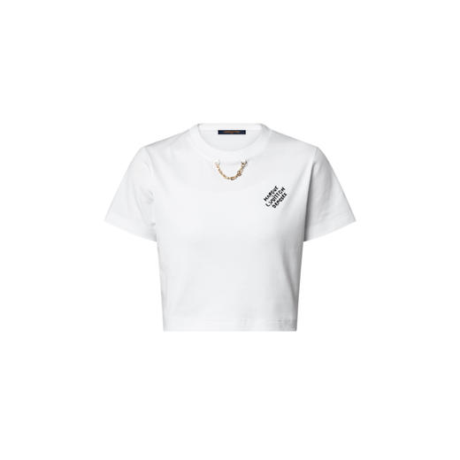 L-T 刺绣链条短款T恤 商品图0