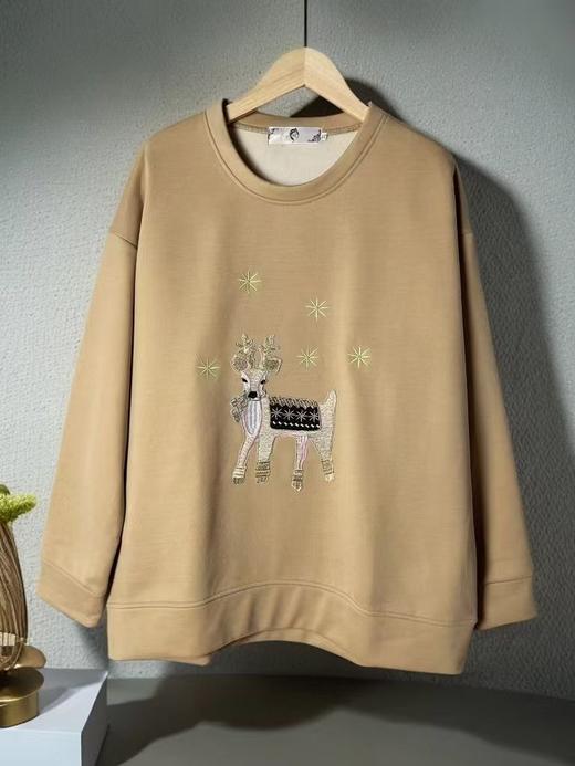 【诗铭洛可】（加绒）1585卫衣麑鹿重工刺绣秋冬A3-1 商品图4