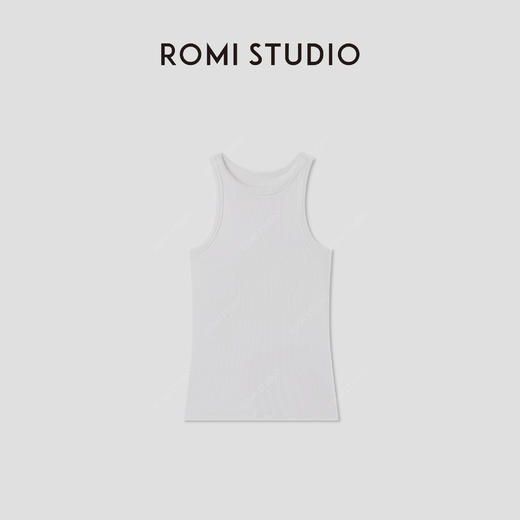 ROMI STUDIO“Clean fit”轻柔棉质弹力修身圆领工字背心RWCRSM2668 商品图1