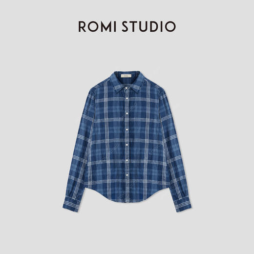 ROMI STUDIO“经典复古”100%亚麻轻薄微皱感格纹衬衫 RWCRSM3225【发货时间：25-30天】 商品图2