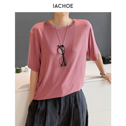 棉仓3631501006-IACHOE含铜氨丝垂感弹力T恤 商品图0