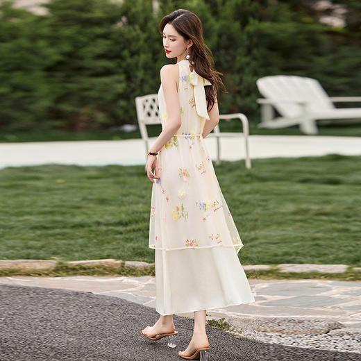 法式刺绣网纱吊带裙+冰丝针织开衫两件套XXM808-1 商品图1