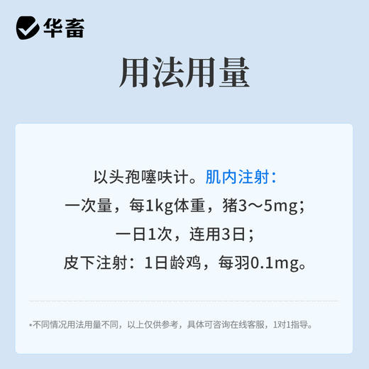 【积分兑换】华畜头孢噻呋钠兽用注射用液0.5g*10支牛羊针剂消炎药 商品图6