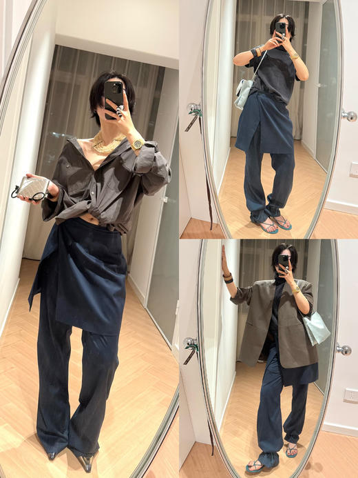 HIDEMI 极简圆领设计感西装马甲裙裤三件式多穿套装 商品图1