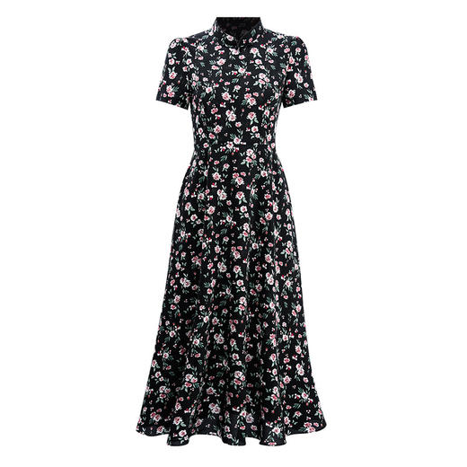 「自」全新升级【铂金会员247/天猫329/差价82】(44131)洛诗琳气质新中式碎花连衣裙2025夏季国风改良显瘦旗袍裙 商品图4