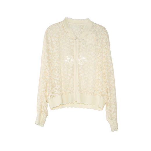 谜底蕾丝外套长袖女士2025夏季新款棒球领提花镂空夹克257MW7308 商品图4