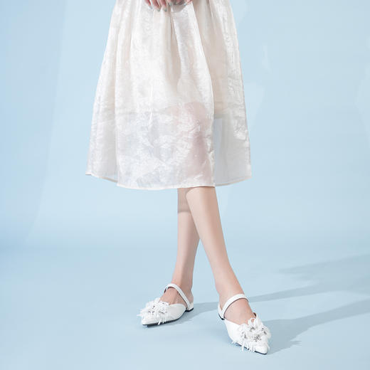 豪麟名鞋奥莱迪嘉女鞋半凉鞋真丝牛皮DJYYA51WB014白色  原价1660元 商品图1