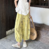 百媚生 棉质法式印花棉八分裤阔腿灯笼裤L5572 商品缩略图3