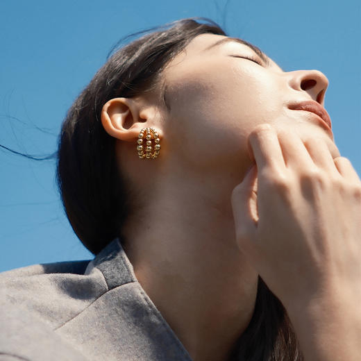 【E24037-g】alodia.co 品牌直发 玄珠月影hoop耳圈耳环 设计感精致小众耳饰925银针RJ136 商品图5