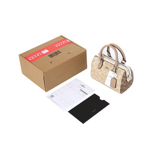 COACH蔻驰 Rowan 18 品牌徽标可拆卸肩带 PVC 波士顿包单肩斜挎手提包-小号女款-奶茶色！人生第一个轻奢包 商品图1