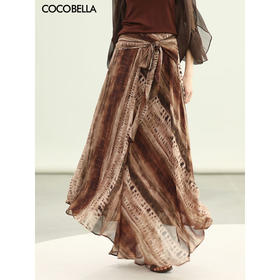 COCOBELLA水彩摩卡]度假晕染半身裙女夏大摆气质长裙HS3129