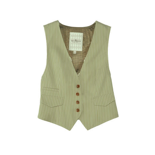 谜底无领西装马甲女2025秋新款复古风修身条纹拼接马夹257MM7721 商品图4