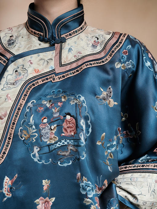 盛唐牡丹盛奢系列|真丝香云纱西厢记团纹外套-蓝色(特殊商品不退不换) 商品图1
