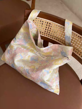 Ad Lib/蝶恋花黄粉帆布包新中式斜挎包