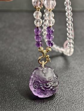 紫水晶元宝狐狸吊坠