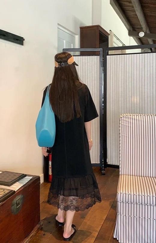 精致小黑裙蕾丝拼接连衣裙秒瘦20斤 商品图5