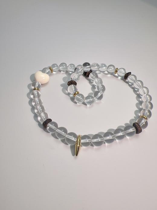 【普陀山】猛犸⽛13-14mm近净体⽩⽔晶奇楠沉⾹手串   净域守护 商品图2