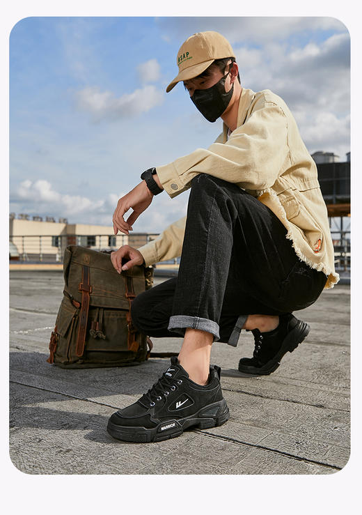 回力男鞋工装鞋春季男士鞋子黑色休闲鞋户外运动登山鞋低帮马丁靴WXP(WZ)-1238 商品图2