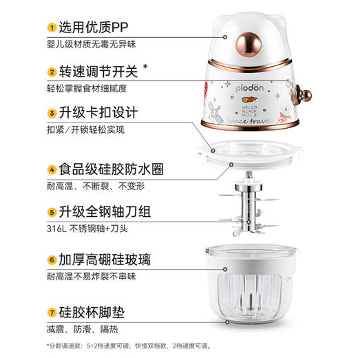 浦利顿婴儿太空熊印花辅食机料理机家用宝宝830/双档630 商品图1
