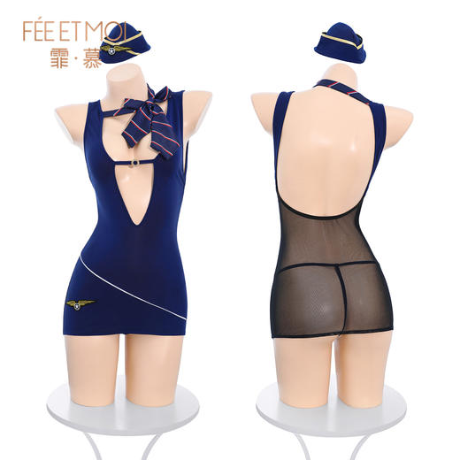 【情趣内衣】霏慕无菌免洗 私家空乘服务包臀裙套装6403 商品图9