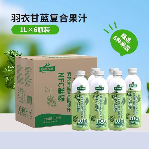 版纳雨林 NFC鲜榨羽衣甘蓝果蔬汁礼盒1L*4（包装随机发货） 商品图1