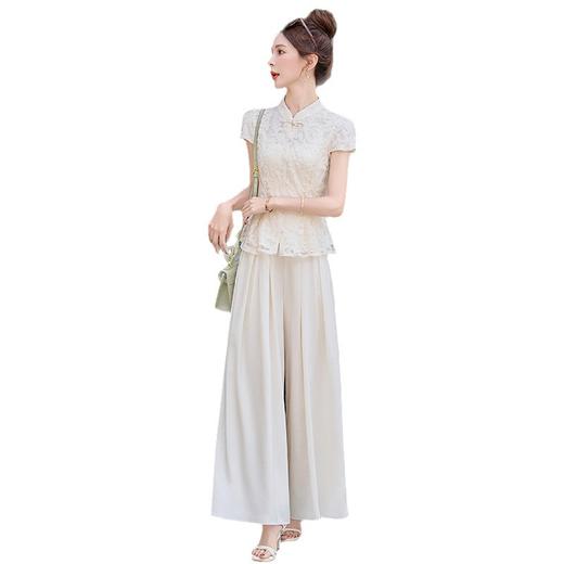 新中式国风套装小香风气质收腰刺绣上衣阔腿裤两件套HANYUSHE2588 商品图4