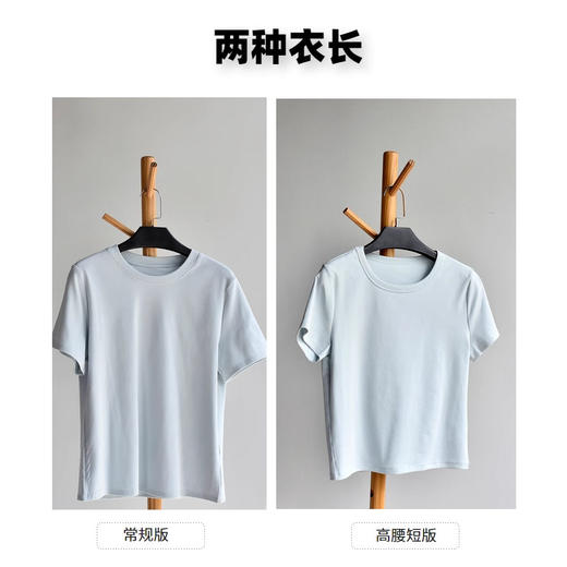 丁摩 【厚棉T恤】两款衣长女夏正肩白色重磅纯棉圆领短袖T恤5ZF-218 商品图1