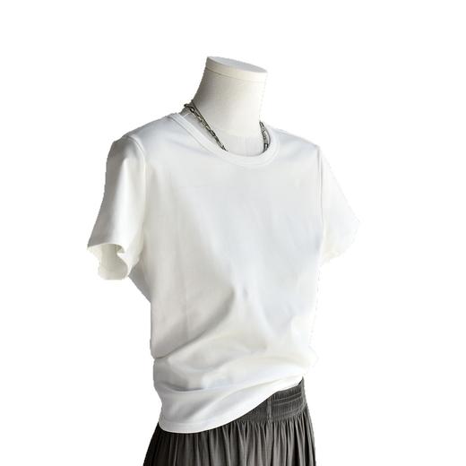 丁摩 【厚棉T恤】两款衣长女夏正肩白色重磅纯棉圆领短袖T恤5ZF-218 商品图4