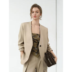 COCOBELLA静奢风一粒扣无领西装简约气质休闲西服外套SI7030