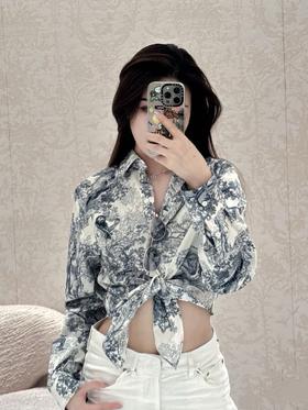 迪奥度假系列森林印花长袖衬衫（TM）