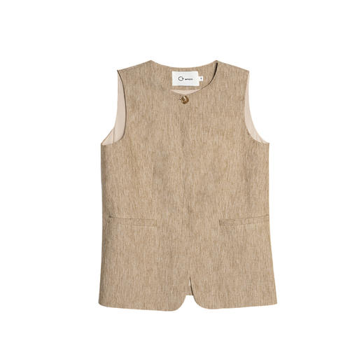 C+IMPRESS/西嘉知识分子风混色亚麻马夹/直筒开衩半裙两件套装女MJ2502129 商品图4