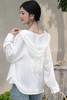 鹿向南「栀子雪」米白色防晒长袖衬衫夏季新款气质宽松连帽衬衣女L56323 商品缩略图5