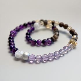 【普陀山】设计款紫超七水晶沉⾹手串  ⼼宁-流光双圈