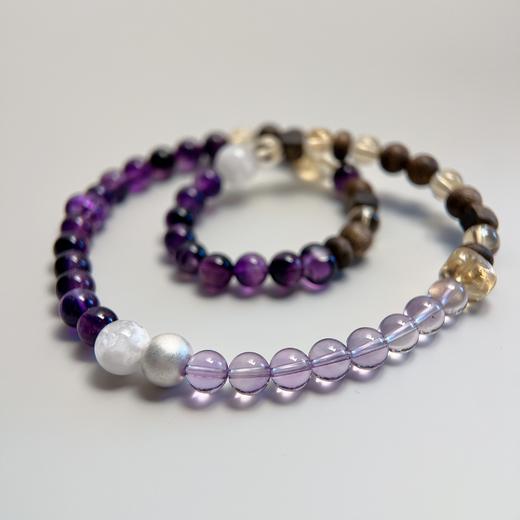 【普陀山】设计款紫超七水晶沉⾹手串  ⼼宁-流光双圈 商品图0