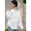 鹿向南「栀子雪」米白色防晒长袖衬衫夏季新款气质宽松连帽衬衣女L56323 商品缩略图1