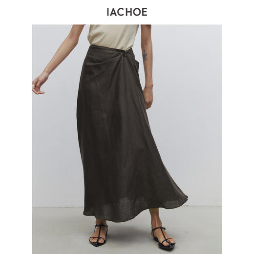 棉仓3531517016-IACHOEIACHOE前身一粒扣亚麻半身裙 商品图0