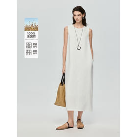 棉仓363616037-初棉全亚麻-简约设计感麻袋式连衣裙