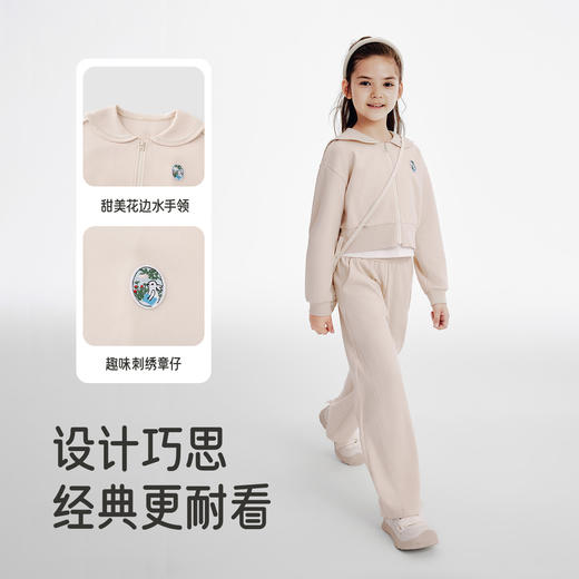 英氏童装女童运动套装春秋季保暖长袖长裤套装秋季休闲中大童套装 商品图3