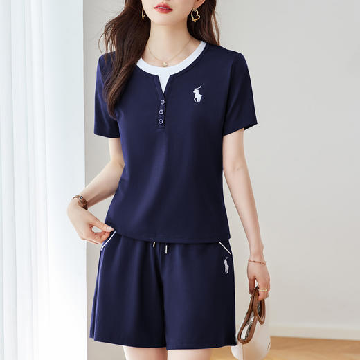 百媚生 休闲运动短袖短裤套装S92523052 商品图2
