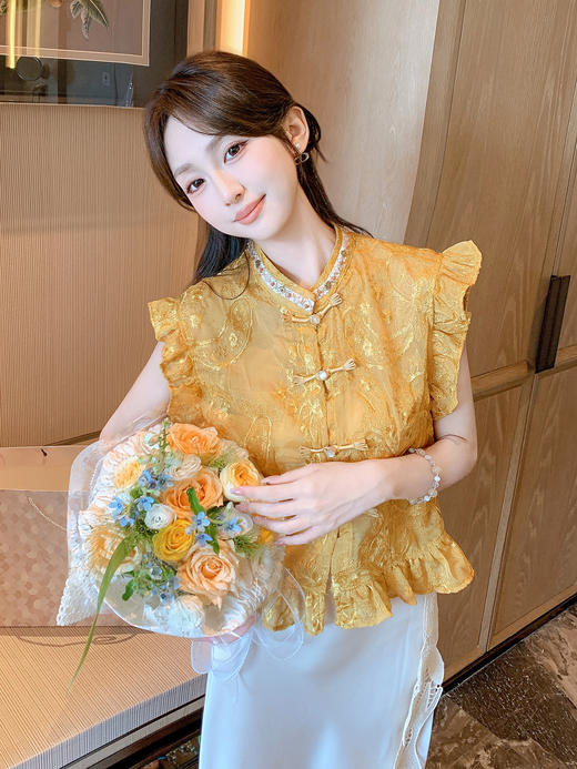 张心子【鎏金光影】气质国风新中式衬衫上衣 U2506008 商品图12