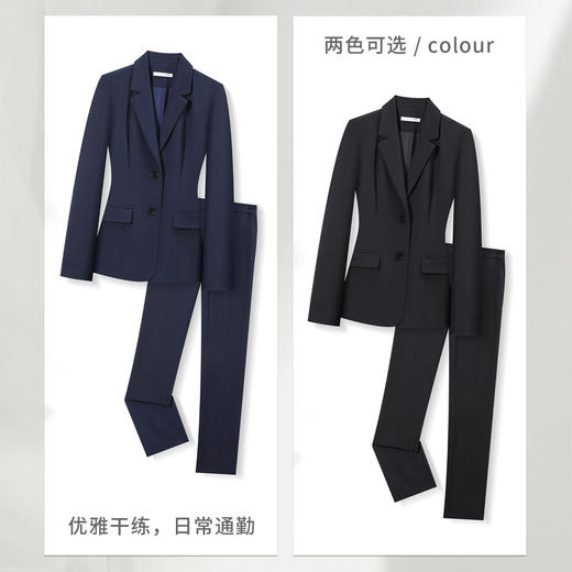 【上衣+松紧腰裤子】罗蒙女士西服套装商务行政工作面试百搭两件套女 商品图3