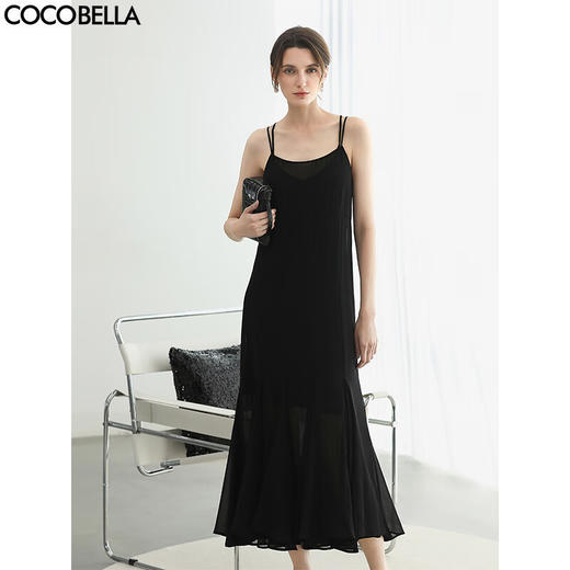 COCOBELLA双层多裁片拼接吊带裙女夏透视鱼尾连衣裙FR7092-2 商品图0